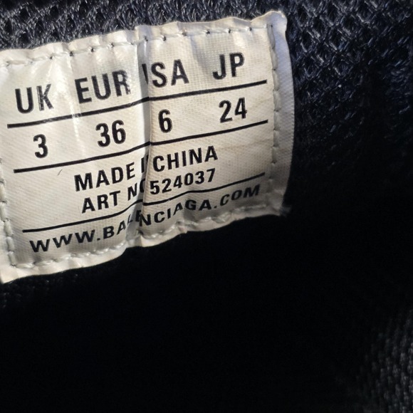 Balenciaga Triple S Shoes Womens Size 6 Black Leather Chunky Sneakers 524037 - Picture 15 of 16